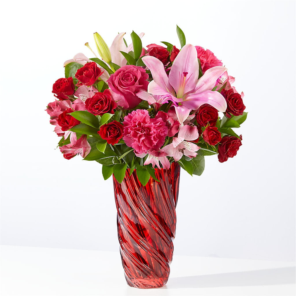 In Love Bouquet with Luxe Swirl Vase – ILLUSIONS FLORAL & GIFTS LLC, Marshfield WI