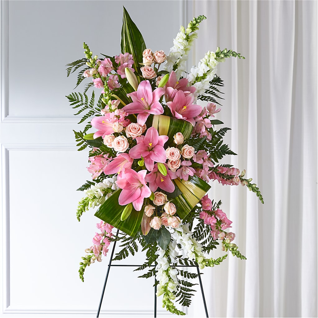 Elegant Embrace Standing Spray – ILLUSIONS FLORAL & GIFTS LLC, Marshfield WI