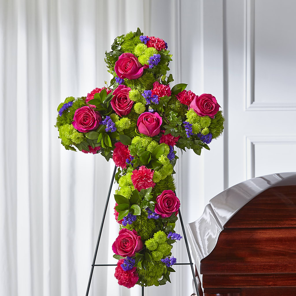 Tribute Rose Floral Cross – ILLUSIONS FLORAL & GIFTS LLC, Marshfield WI