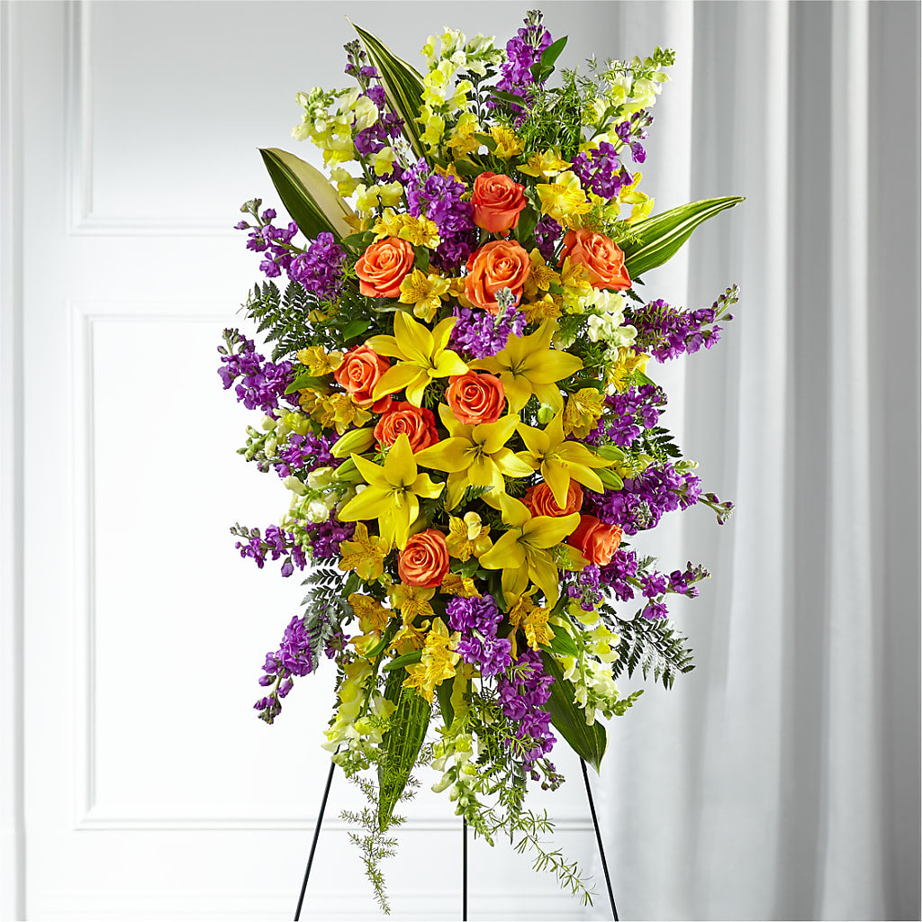 Thoughtful Prayers Standing Spray – ILLUSIONS FLORAL & GIFTS LLC, Marshfield WI
