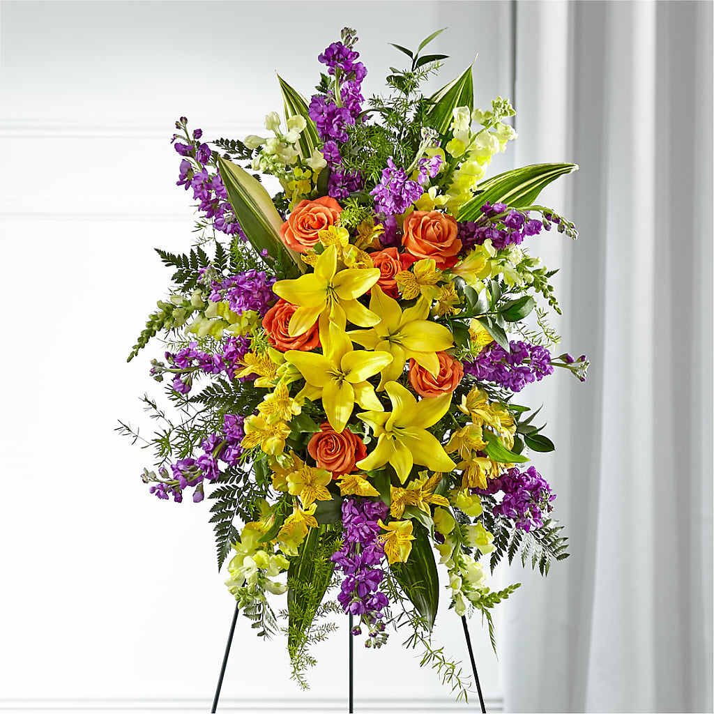 Thoughtful Prayers Standing Spray – ILLUSIONS FLORAL & GIFTS LLC, Marshfield WI