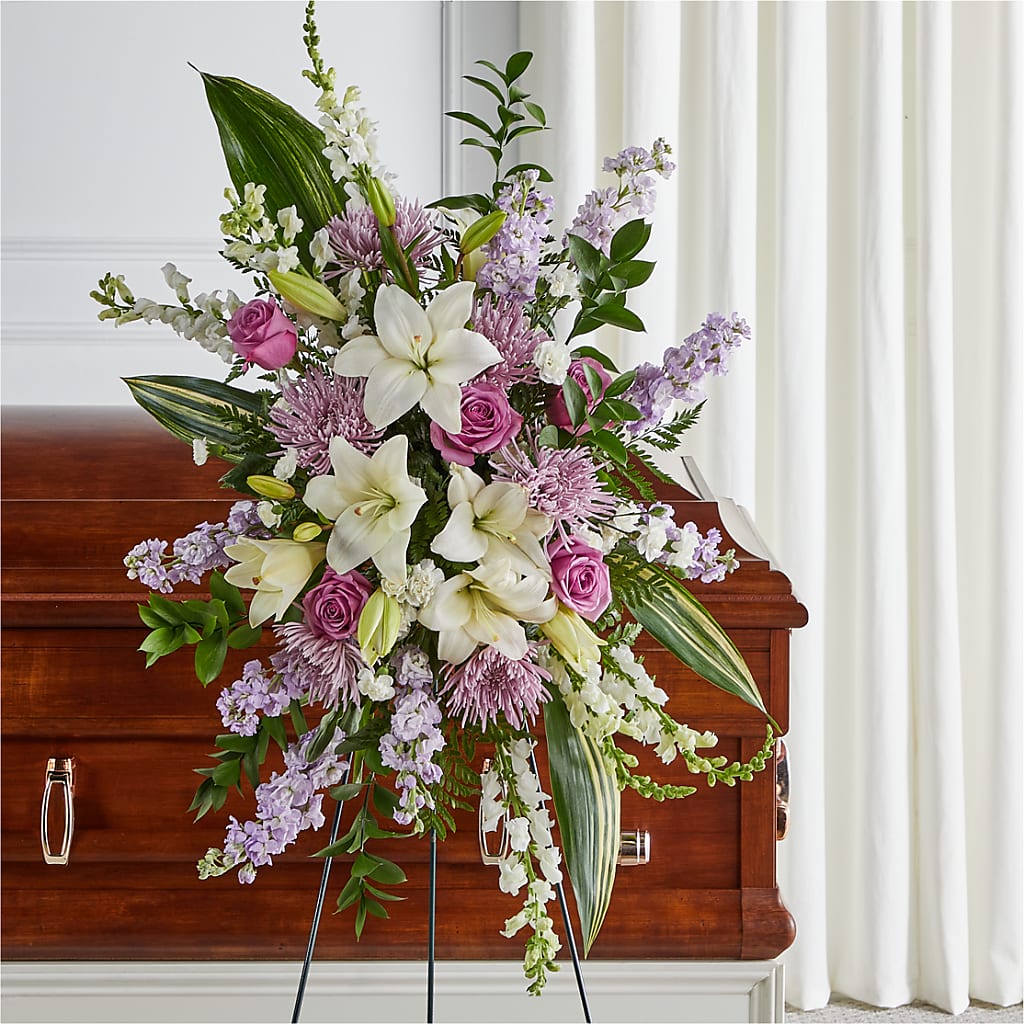 Grateful Hearts Standing Spray – ILLUSIONS FLORAL & GIFTS LLC, Marshfield WI