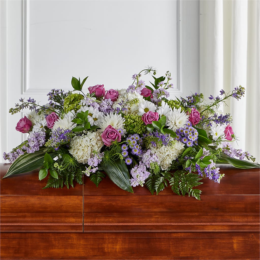 Meadows of Serenity Casket Spray – ILLUSIONS FLORAL & GIFTS LLC, Marshfield WI
