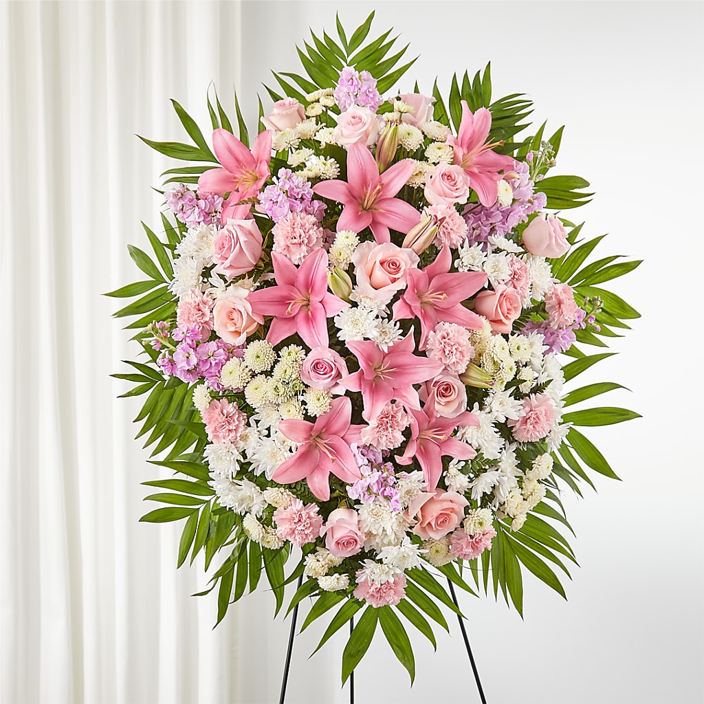 Offering Solace Standing Spray – ILLUSIONS FLORAL & GIFTS LLC, Marshfield WI