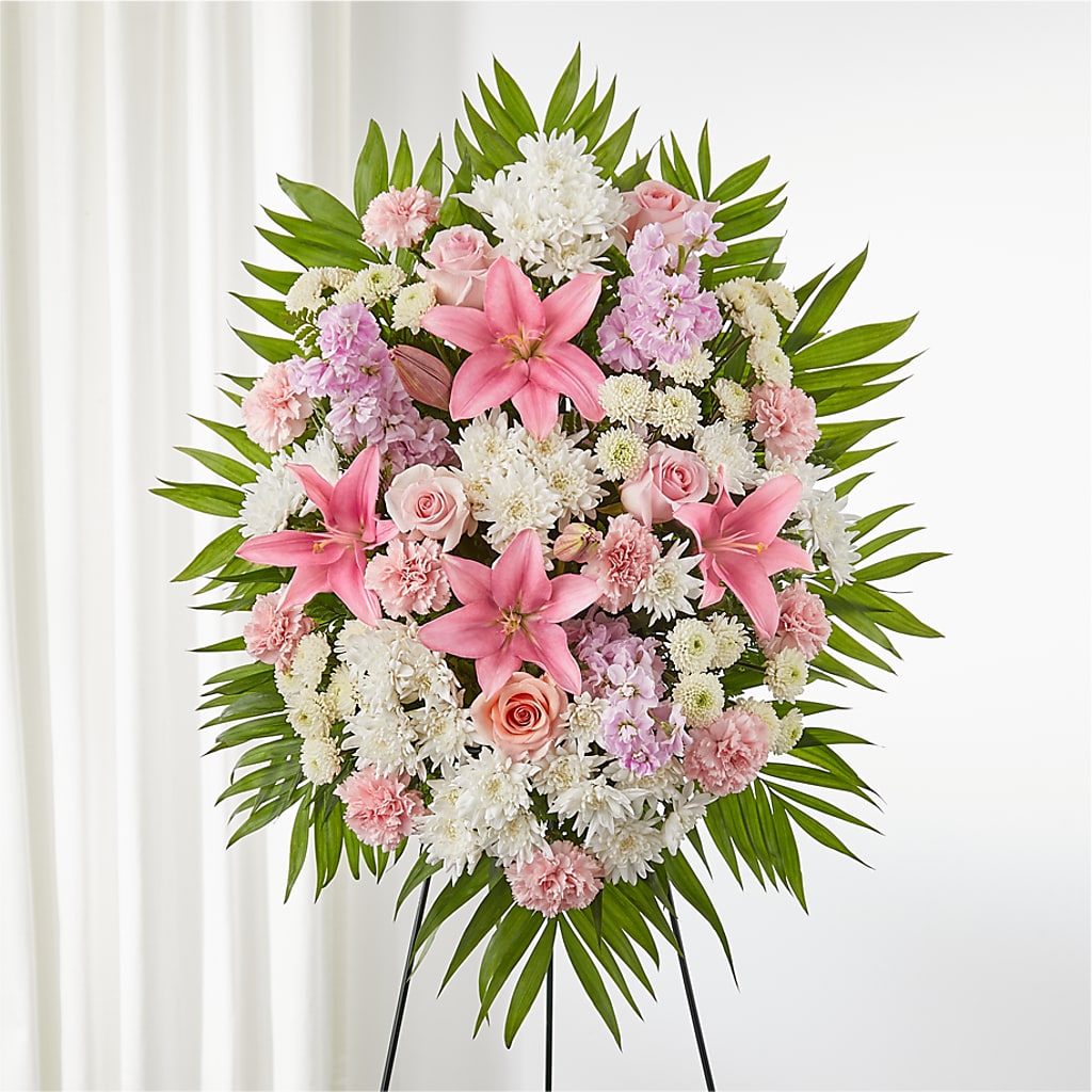 Offering Solace Standing Spray – ILLUSIONS FLORAL & GIFTS LLC, Marshfield WI