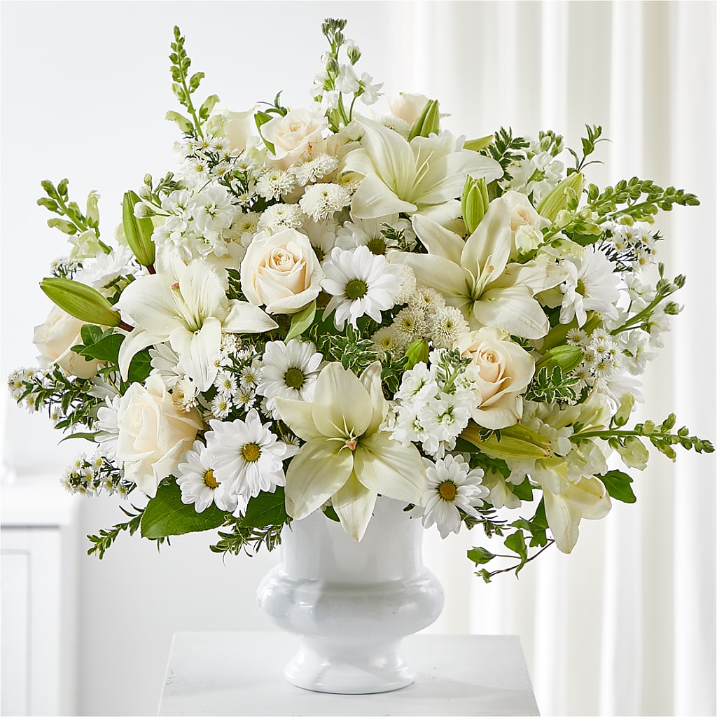 Uplifting Urn Arrangement – ILLUSIONS FLORAL & GIFTS LLC, Marshfield WI