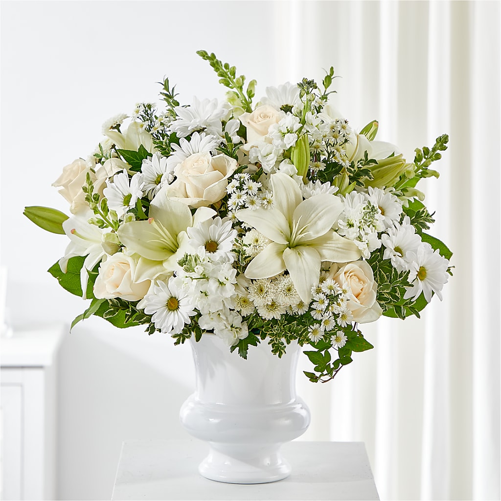 Uplifting Urn Arrangement – ILLUSIONS FLORAL & GIFTS LLC, Marshfield WI