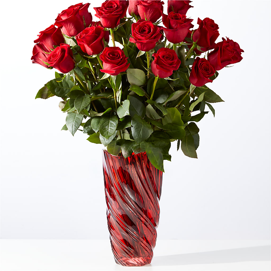 Classic Love Red Rose Bouquet with Luxe Swirl Vase – ILLUSIONS FLORAL & GIFTS LLC, Marshfield WI