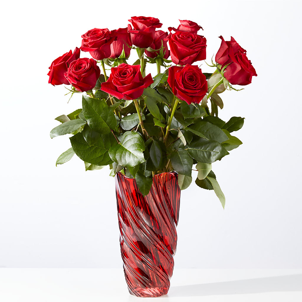 Classic Love Red Rose Bouquet with Luxe Swirl Vase – ILLUSIONS FLORAL & GIFTS LLC, Marshfield WI