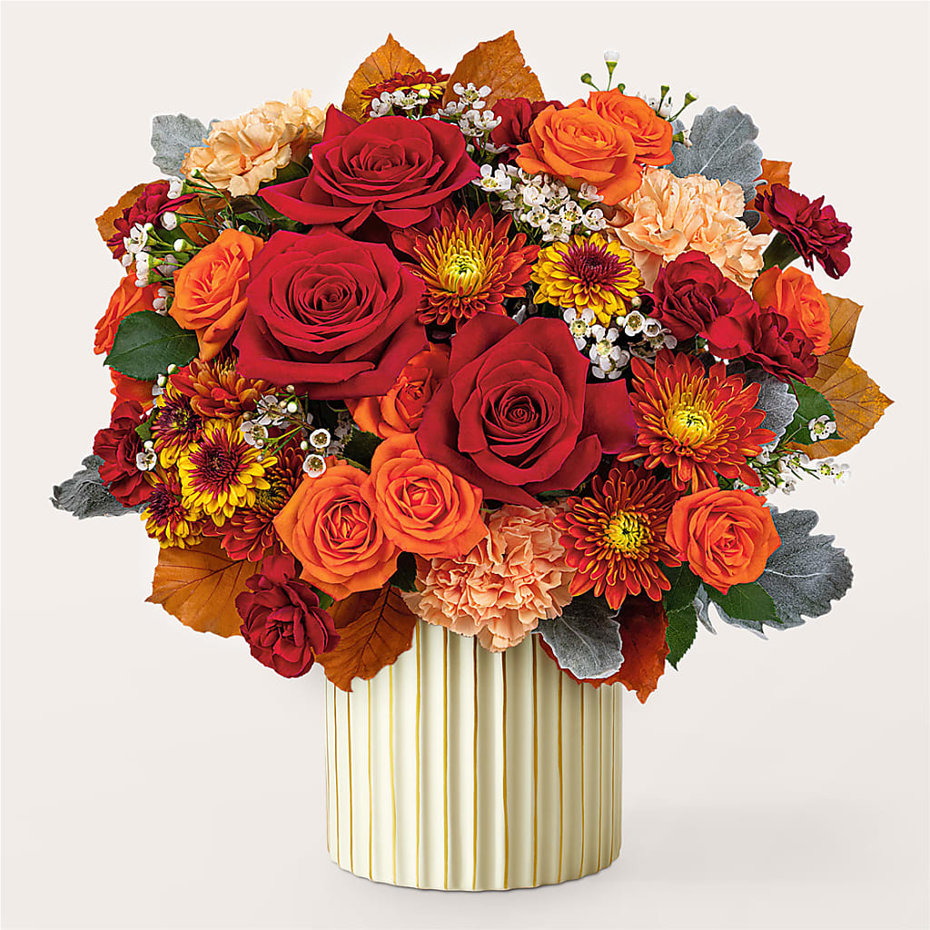 Merlot Bouquet with Ivory Vase – ILLUSIONS FLORAL & GIFTS LLC, Marshfield WI