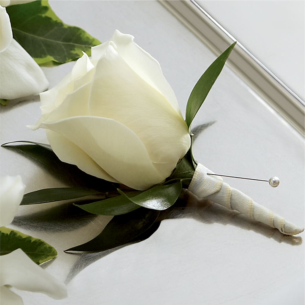 White Rose Boutonniere – ILLUSIONS FLORAL & GIFTS LLC, Marshfield WI