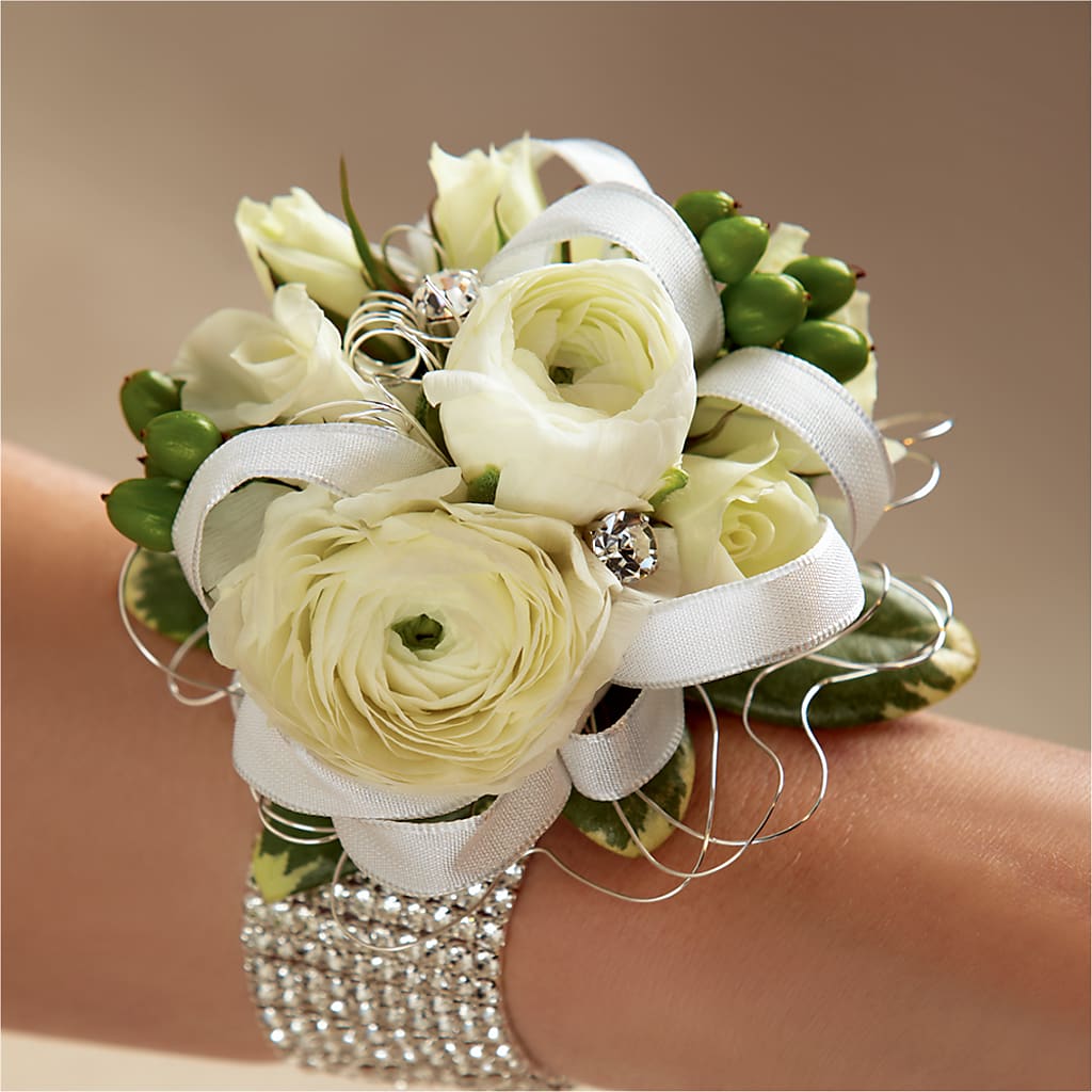 White Wedding Corsage – ILLUSIONS FLORAL & GIFTS LLC, Marshfield WI