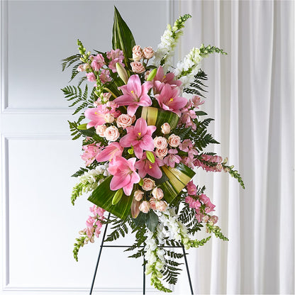 Elegant Embrace Standing Spray – ILLUSIONS FLORAL & GIFTS LLC, Marshfield WI