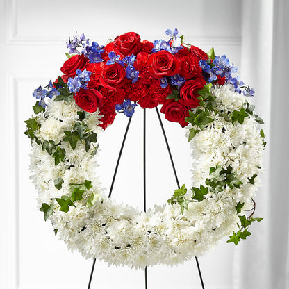 Patriotic Passion Wreath – ILLUSIONS FLORAL & GIFTS LLC, Marshfield WI