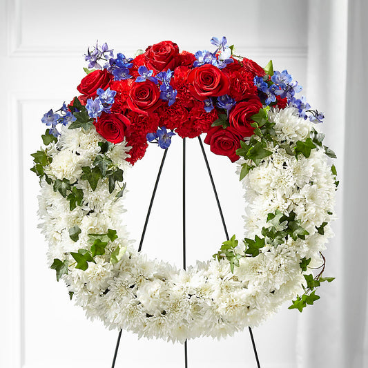 Patriotic Passion Wreath – ILLUSIONS FLORAL & GIFTS LLC, Marshfield WI