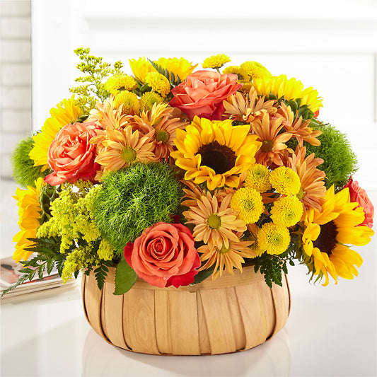 Harvest Sunflower Basket – ILLUSIONS FLORAL & GIFTS LLC, Marshfield WI