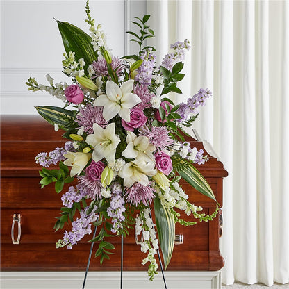 Grateful Hearts Standing Spray – ILLUSIONS FLORAL & GIFTS LLC, Marshfield WI