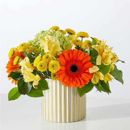 Autumn Sunshine Bouquet with Ivory Vase – ILLUSIONS FLORAL & GIFTS LLC, Marshfield WI