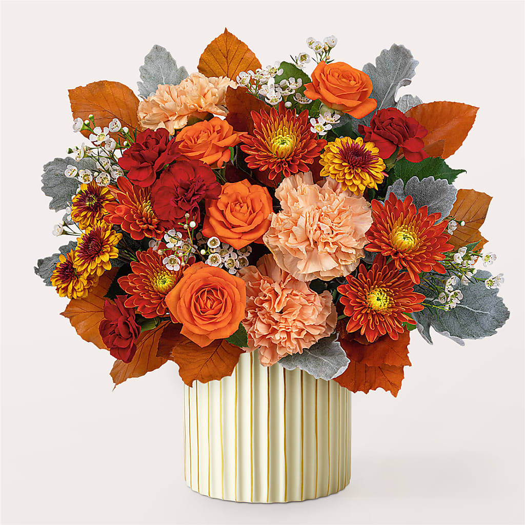 Merlot Bouquet with Ivory Vase – ILLUSIONS FLORAL & GIFTS LLC, Marshfield WI