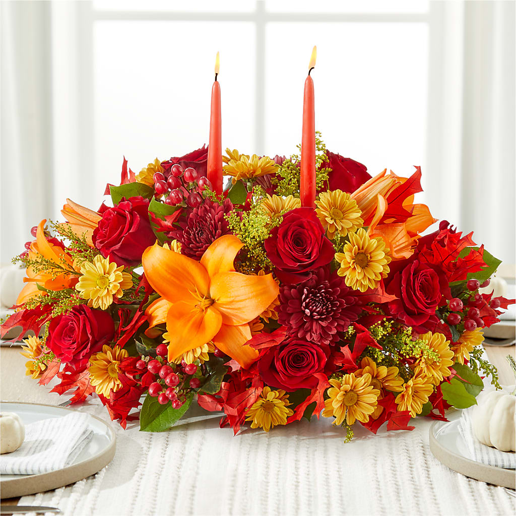 Autumn's Embrace Centerpiece – ILLUSIONS FLORAL & GIFTS LLC, Marshfield WI