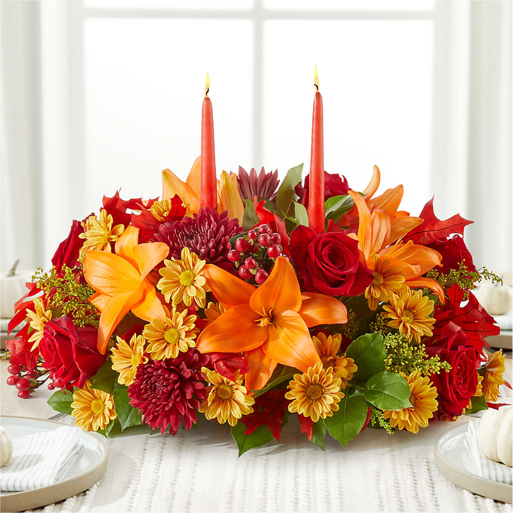 Autumn's Embrace Centerpiece – ILLUSIONS FLORAL & GIFTS LLC, Marshfield WI