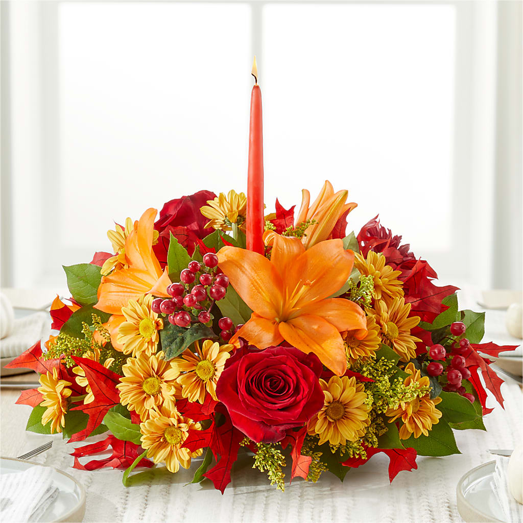 Autumn's Embrace Centerpiece – ILLUSIONS FLORAL & GIFTS LLC, Marshfield WI