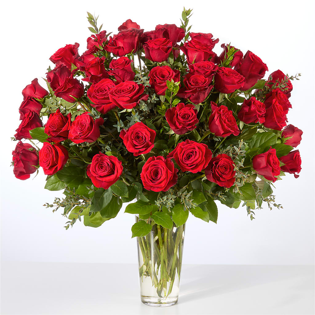 Forever Yours Fifty Stem Red Rose Bouquet – ILLUSIONS FLORAL & GIFTS LLC, Marshfield WI